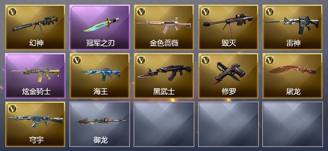 穿越火线（CF）1炫金武器 9V武器 14皮肤 可排位 新锐