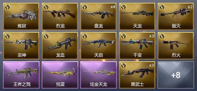 穿越火线（CF）2王者武器 1炫金武器 21V武器 2V角色 3皮肤 可排位 新锐