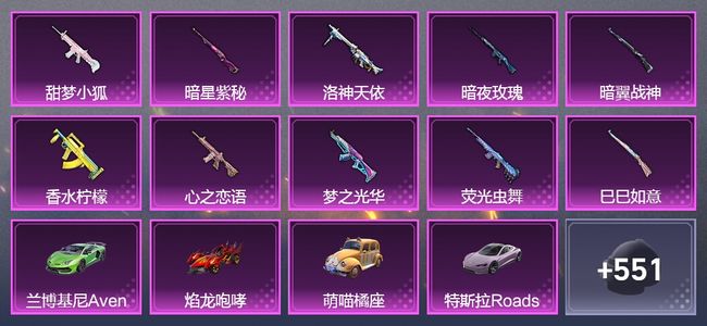 和平精英9载具 10升级枪 36粉装 281套装 146035热力 17印记