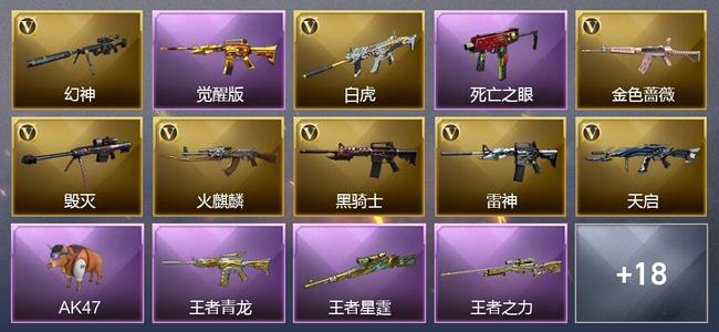 穿越火线（CF）4王者武器 2炫金武器 17V武器 2V角色 11皮肤 可排位 传奇