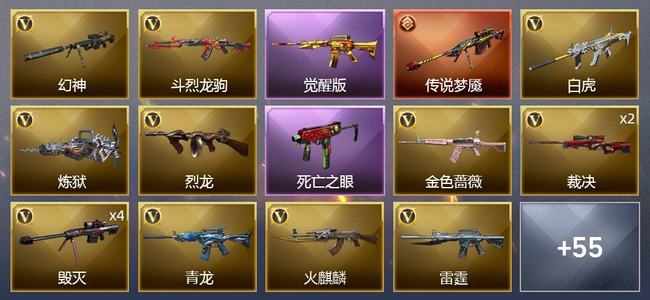 穿越火线（CF）0传说角色 1传说武器 7王者武器 6炫金武器 79V武器 6V角色 17皮肤 宗师