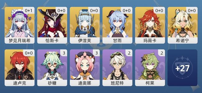 原神11黄 7角色黄 4武器黄 7五星角色 4五星武器 女主 53级