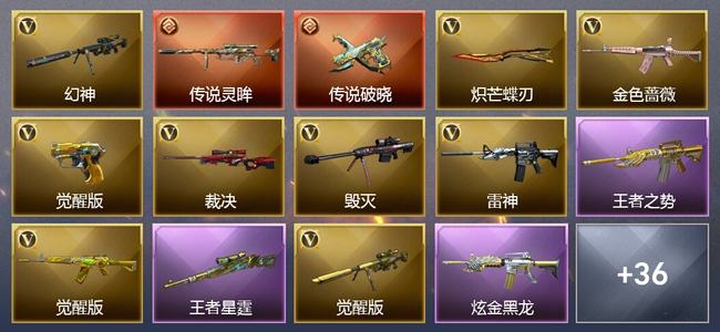 穿越火线（CF）2传说武器 4王者武器 2炫金武器 39V武器 5V角色 10皮肤 可排位 宗师