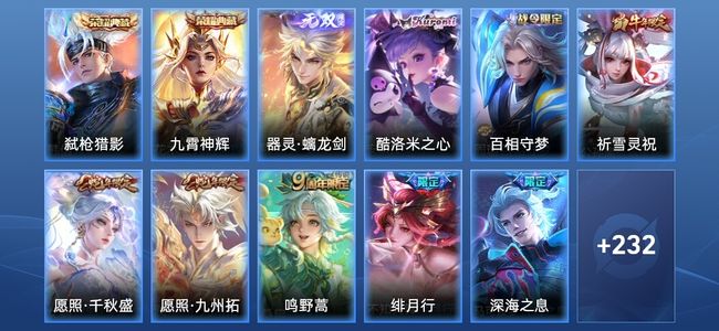 王者荣耀V8 2典藏 1无双 16传说 70史诗 244皮肤 非凡王者