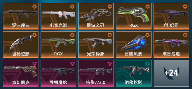 无畏契约10橙皮 3紫皮 38皮肤 19180皮肤总价值 660已用源晶 白银