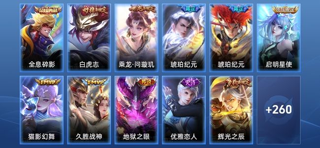 王者荣耀V8 1典藏 8传说 76史诗 271皮肤 123英雄 尊贵铂金I