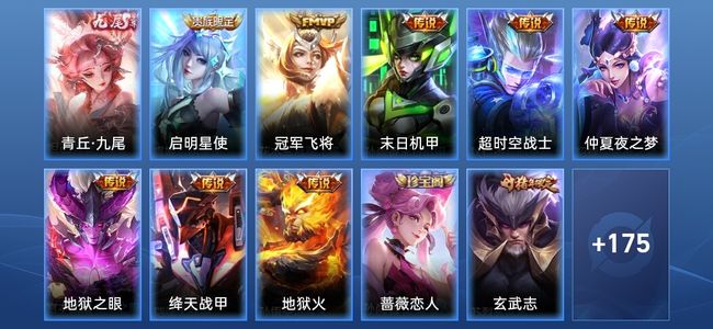 王者荣耀V8 1无双 8传说 38史诗 186皮肤 至尊星耀V