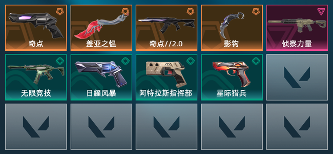 无畏契约4橙皮 1紫皮 9皮肤 10230皮肤总价值 335已用源晶 白银