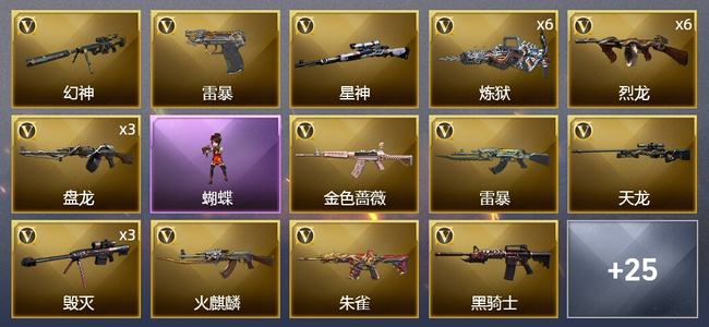 穿越火线（CF）4王者武器 2炫金武器 62V武器 1V角色 6皮肤 可排位 新锐