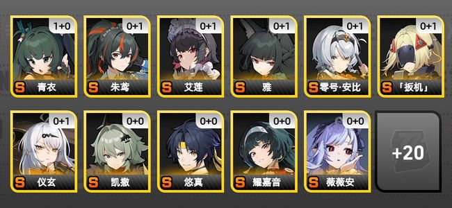 绝区零42黄 29角色黄 19S角色 13S音擎 15S邦布 男主 60