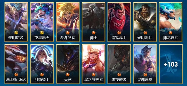 英雄联盟手游（lol手游）2神话 11传说 39史诗 116皮肤 135英雄 钻石