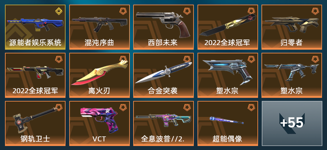 无畏契约21橙皮 1金皮 5紫皮 69皮肤 46665皮肤总价值 960已用源晶 白银