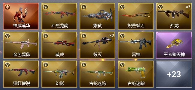 穿越火线（CF）1传说角色 4王者武器 35V武器 2V角色 9皮肤 可排位 枪王