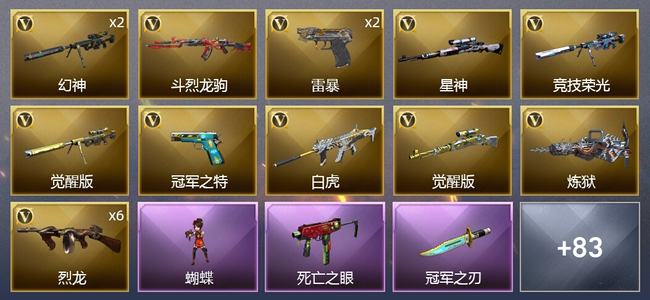 穿越火线（CF）1王者武器 1炫金武器 116V武器 5V角色 33皮肤 可排位 枪王