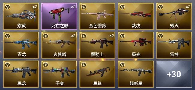 穿越火线（CF）4王者武器 1炫金武器 40V武器 2V角色 20皮肤 可排位 传奇