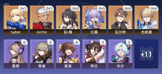 崩坏：星穹铁道11黄 9角色黄 2光锥黄 6五星角色 2五星光锥 61级 男主