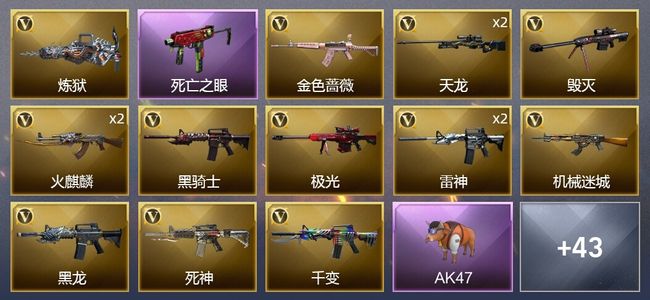 穿越火线（CF）1王者武器 3炫金武器 46V武器 1V角色 20皮肤 可排位 传奇