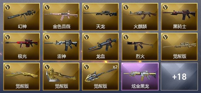 穿越火线（CF）1炫金武器 33V武器 9皮肤 可排位 新锐