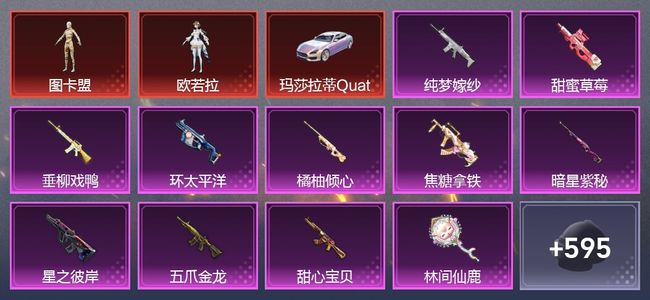 和平精英11载具 26升级枪 42粉装 18尾迹 297套装 17,2123热力 19印记