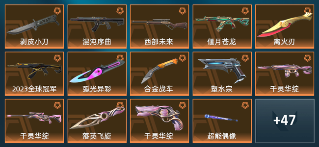 无畏契约20橙皮 5紫皮 63皮肤 39940皮肤总价值 1110已用源晶 黄金