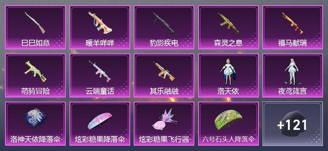 和平精英8升级枪 2粉装 1尾迹 135枪皮 95套装 35751热力 5印记