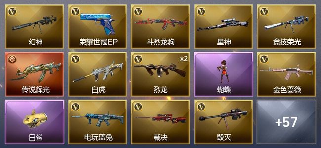 穿越火线（CF）1传说武器 3王者武器 72V武器 2V角色 27皮肤 可排位 枪王