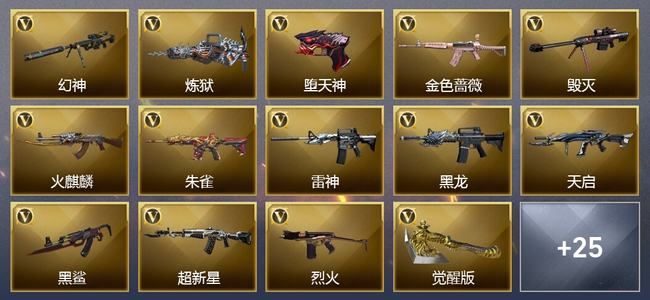 穿越火线（CF）2炫金武器 25V武器 4V角色 9皮肤 可排位
