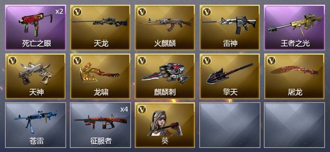穿越火线（CF）1王者武器 8V武器 1V角色 7皮肤 可排位 新锐