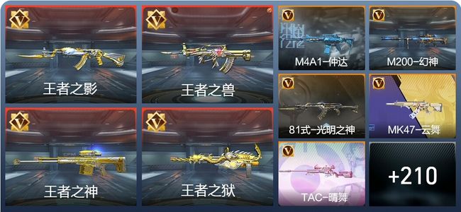 穿越火线：枪战王者11王者 219英雄武器 38英雄角色 352万化 枪神