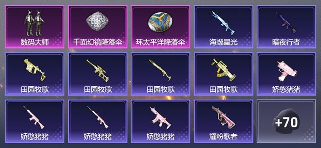 和平精英1升级枪 1粉装 51套装 18501热力 2印记