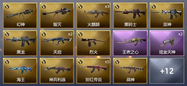 穿越火线（CF）1王者武器 1炫金武器 32V武器 2皮肤 可排位 新锐