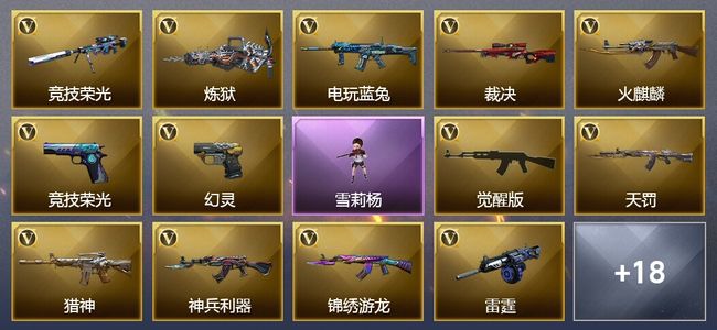 穿越火线（CF）1王者武器 34V武器 2V角色 6皮肤 可排位