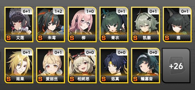 绝区零55黄 43角色黄 25S角色 11S音擎 16S邦布 女主 60