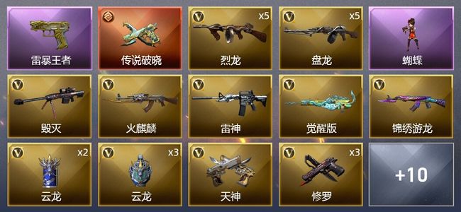 穿越火线（CF）1传说武器 2王者武器 32V武器 1V角色 3皮肤 可排位 新锐