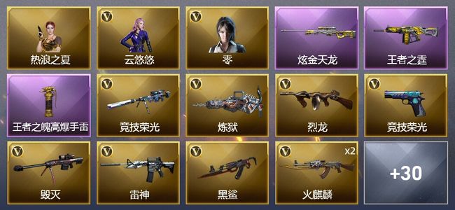 穿越火线（CF）2王者武器 1炫金武器 32V武器 2V角色 19皮肤 可排位 新锐