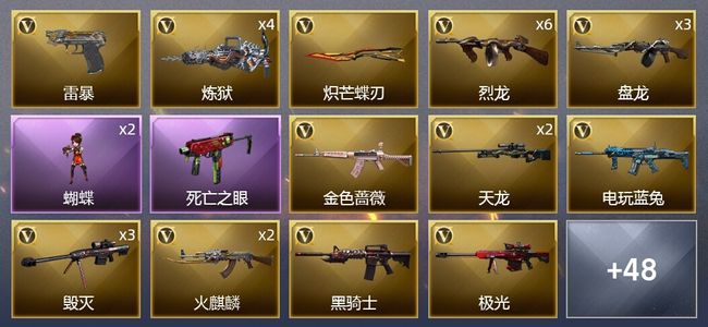 穿越火线（CF）1王者武器 1炫金武器 85V武器 2V角色 20皮肤 可排位 专家