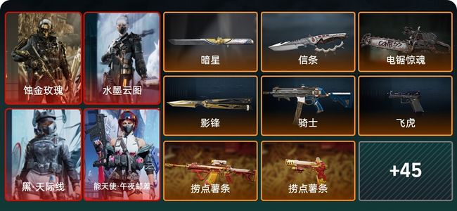 三角洲行动总资产208M 13干员外观 4传说近战 50传说枪械 黑鹰