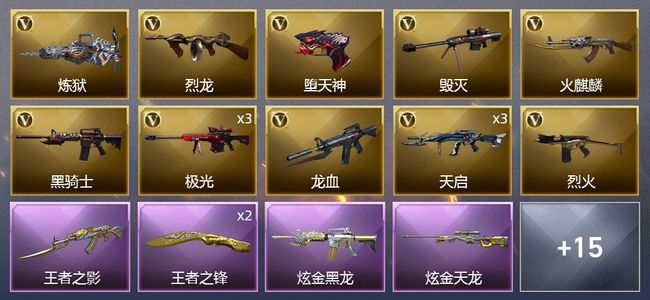 穿越火线（CF）2王者武器 2炫金武器 25V武器 5皮肤 可排位 枪王