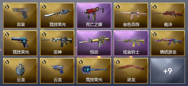 穿越火线（CF）1王者武器 1炫金武器 19V武器 1V角色 4皮肤 可排位 枪王