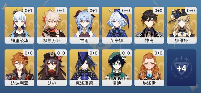 原神24黄 18角色黄 6武器黄 15五星角色 6五星武器 女主 57级