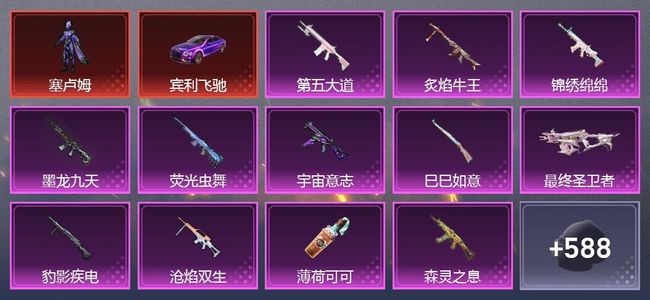 和平精英16载具 14升级枪 10粉装 14尾迹 436枪皮 312套装 168055热力 22印记