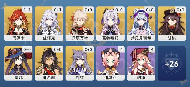 原神12黄 10角色黄 2武器黄 9五星角色 2五星武器 男主 56级