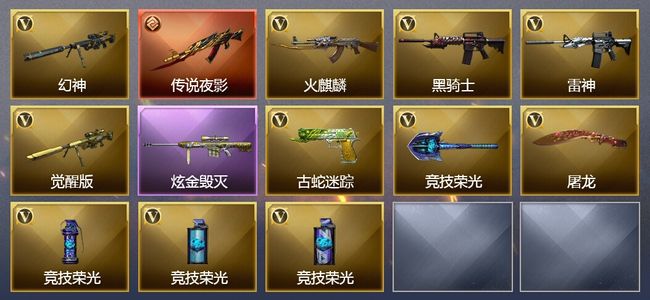 穿越火线（CF）1传说武器 1炫金武器 12V武器 3皮肤 可排位 新锐