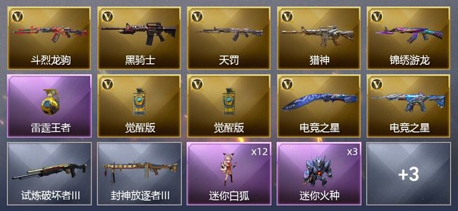 穿越火线（CF）1王者武器 9V武器 2V角色 1皮肤 可排位 宗师