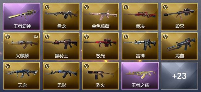 穿越火线（CF）5王者武器 2炫金武器 30V武器 3V角色 9皮肤 可排位 枪王