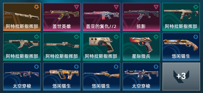 无畏契约1橙皮 3紫皮 17皮肤 3870皮肤总价值 135已用源晶 黄金