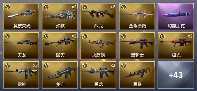 穿越火线（CF）7王者武器 59V武器 4V角色 9皮肤 可排位 大师