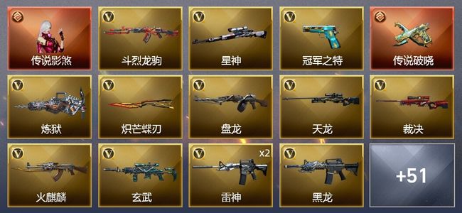 穿越火线（CF）1传说角色 2传说武器 3王者武器 1炫金武器 57V武器 4V角色 13皮肤 可排位 专家