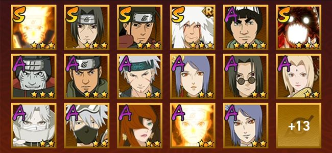 火影忍者V13 5S忍 25A忍 107忍 792S碎片 16通灵 400W战力 前50名 上忍