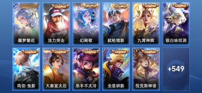 王者荣耀V10 16典藏 114传说 189史诗 560皮肤 124英雄 尊贵铂金I
